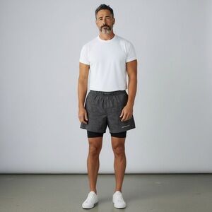 Alphalete Men's Infinity Camo 2 in 1 Lined Athletic Active Shorts Gray Small‎